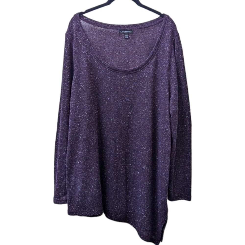 Lane Bryant Semi-Sheer Lightweight Knit Shimmery Purple Plus Sweater (22-24)